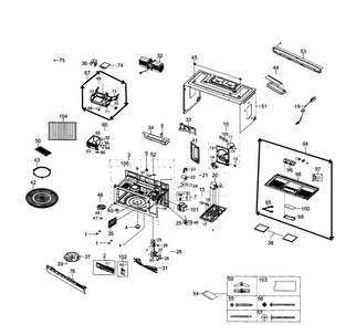 Main Assy Diagram and Parts List for SMH1926W XAA-0000 Samsung Microwave