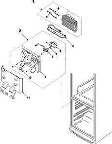 Freezer Compartment Diagram and Parts List for RB1855BB XAA Samsung Refrigerator