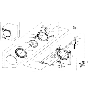 Frame Front And Door Diagram and Parts List for WF393BTPARA A1-0000 Samsung Washer