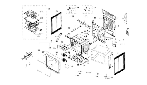 Main Assy Diagram and Parts List for NE59J7850WS AA-0001 Samsung Range
