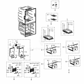 Freezer Diagram and Parts List for RF28K9070SR (AA)(0006) Samsung Refrigerator