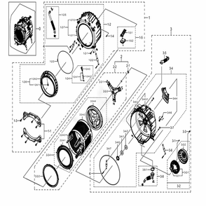 Part Location Diagram of DC97-20908A Samsung ASSY SEMI TUB FRONT;WF5500M, SEHA