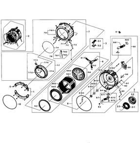 Tub Assy Diagram and Parts List for WF395BTPAWR A1-0001 Samsung Washer