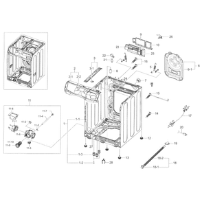 Frame And Cover Diagram and Parts List for WF45K6200AW A2-0000 Samsung Washer