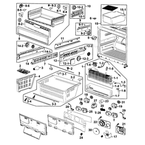 Freezer Diagram and Parts List for RF268ACPN XAA-01 Samsung Refrigerator