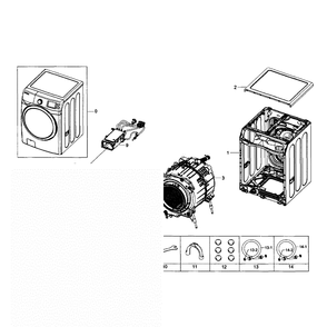 Main Assembly Diagram and Parts List for WF455ARGSWR AA-01 Samsung Washer