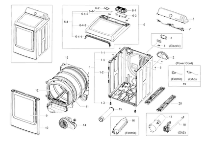 Part Location Diagram of DC97-18551A Samsung Assembly FRAME FRONT;DV8000J