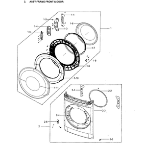 Front / Door Diagram and Parts List for DVG60M9900V A3-0000 Samsung Dryer