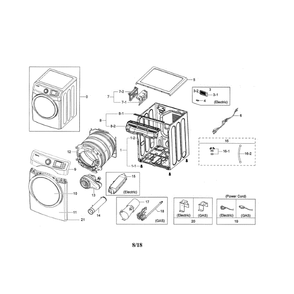 Main Diagram and Parts List for DVG45N5300F A3-00 Samsung Dryer