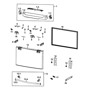 Freezer Door Diagram and Parts List for RF4287HARS XAA-0002 Samsung Refrigerator