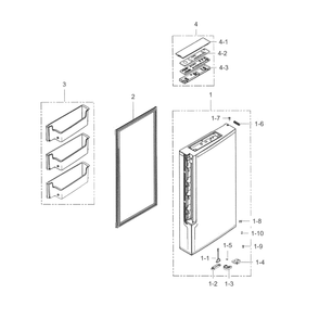 Freezer Door L Diagram and Parts List for RF34H9950S4 AA-04 Samsung Refrigerator