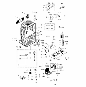 Cabinet Diagram and Parts List for RF28HMEDBBC AA-0001 Samsung Refrigerator