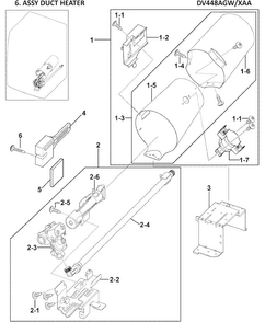 Heater Assy Diagram and Parts List for DV448AGW XAA-0002 Samsung Dryer
