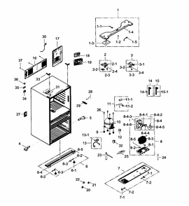 Cabinet Parts Diagram and Parts List for RF31FMESBSR AA-0003 Samsung Refrigerator