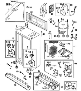 Cabinet Diagram and Parts List for RS267LABB XAA-0000 Samsung Refrigerator