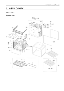 Cavity Assembly Diagram and Parts List for NE63A6111SW AA-00 Samsung Range