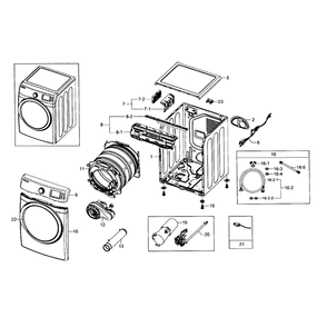 Main Assembly Diagram and Parts List for DV511AGW XAA-03 Samsung Dryer