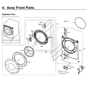 Front / Door Diagram and Parts List for WF45M5500AZ A5-0000 Samsung Washer