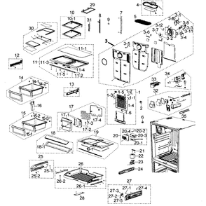 Refrigerator Diagram and Parts List for RF268ACWP XAA-0001 Samsung Refrigerator