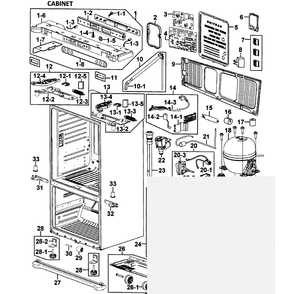 Cabinet Diagram and Parts List for RF265ABPN XAA-0000 Samsung Refrigerator