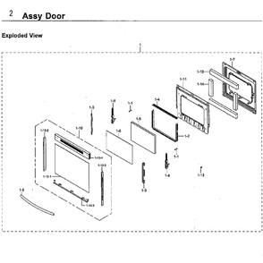 Door Diagram and Parts List for NE59M4310SW AA-0000 Samsung Microwave Oven Combo