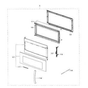Door Section Diagram and Parts List for ME18H704SFG AA-0000 Samsung Microwave