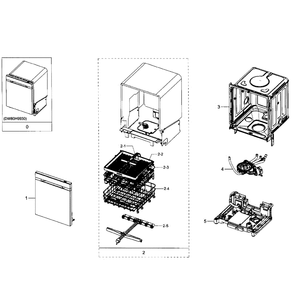 Main Assembly Diagram and Parts List for DW80H9930MO AA-00 Samsung Dishwasher
