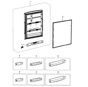 Refrigerator Door Diagram and Parts List for RB215ACWP XAA-0001 Samsung Refrigerator