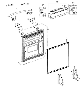 Freezer Door Diagram and Parts List for RFG298AAWP XAA Samsung Refrigerator