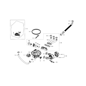 Pump Diagram and Parts List for DW80H9970MO AA-0000 Samsung Dishwasher