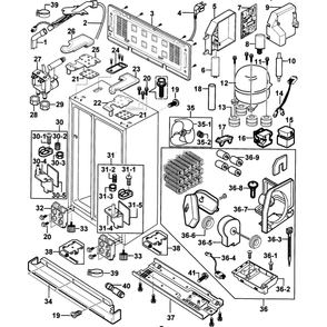 Cabinet Diagram and Parts List for RS2556BB XAA-0000 Samsung Refrigerator
