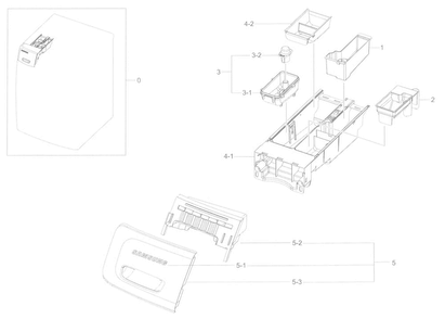 Drawer Diagram and Parts List for WF45K6500AW A2-0000 Samsung Washer