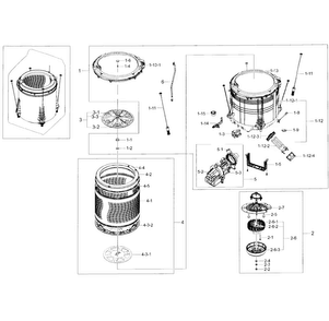 Tub Parts Diagram and Parts List for WA56H9000AW A2-0001 Samsung Washer