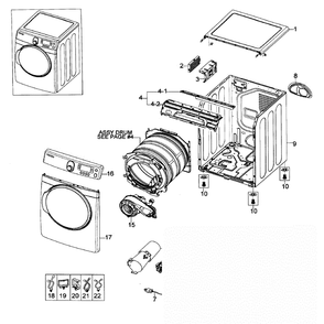 Main Assembly Diagram and Parts List for DV448AGP XAA-02 Samsung Dryer