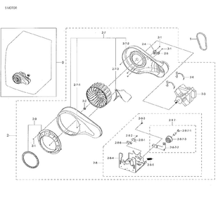 Motor Duct Diagram and Parts List for DV42H5000GW A3-0003 Samsung Dryer