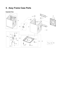 Frame Case Assembly Diagram and Parts List for WA50R5200AW US-51 Samsung Washer