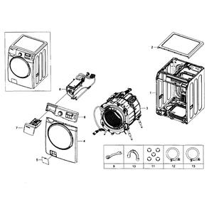 Main Assembly Diagram and Parts List for WF393BTPAWR A1-0000 Samsung Washer