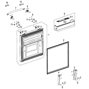 Freezer Door Diagram and Parts List for RF268ACBP XAA-00 Samsung Refrigerator
