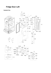 Left Refrigerator Door Parts Diagram and Parts List for RF23HTEDBSR AA-12 Samsung Refrigerator