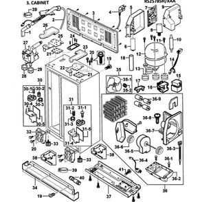 Cabinet Assembly Diagram and Parts List for RS2578SH XAA-00 Samsung Refrigerator