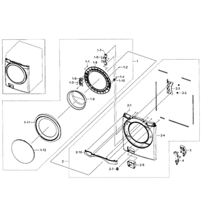 Front Section Diagram and Parts List for WF520ABP XAA-05 Samsung Washer
