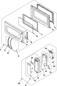Control Panel/door Assembly Diagram and Parts List for SMH7175WE XAA Samsung Microwave