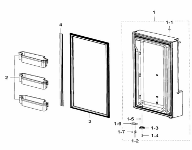 Freezer Door R Diagram and Parts List for RF32FMQDBSR AA-0004 Samsung Refrigerator