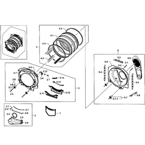 Drum Assembly Diagram and Parts List for DV361GWBEWR A3-01 Samsung Dryer