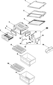 Refrigerator Shelves Diagram and Parts List for RS2578BB XAA Samsung Refrigerator