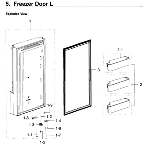 Freezer Door L Diagram and Parts List for RF22K9581SG AA-02 Samsung Refrigerator