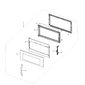 Door Assembly Diagram and Parts List for SMH1927B XAA-01 Samsung Microwave Oven Combo