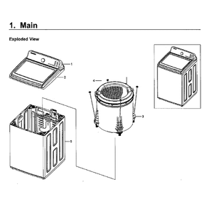 Main Diagram and Parts List for WA48H7400AW AA-11 Samsung Washer
