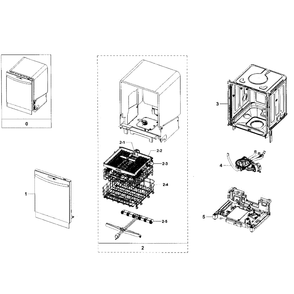 Main Assembly Diagram and Parts List for DW80H9950US AA-00 Samsung Dishwasher