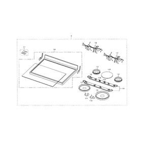 Cooktop Diagram and Parts List for NE595R0ABBB AA-01 Samsung Range